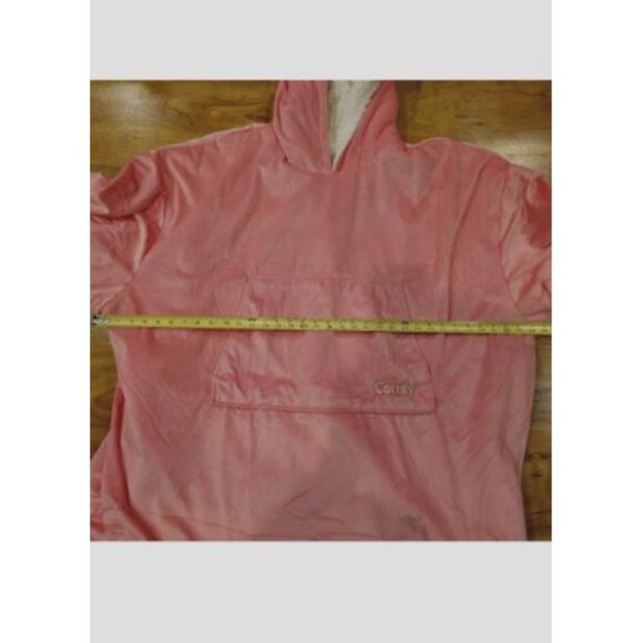 The Comfy Hoodie Blanket Pink Sherpa Lined Oversized Sweatshirt OS Cozycore - Picture 5 of 6